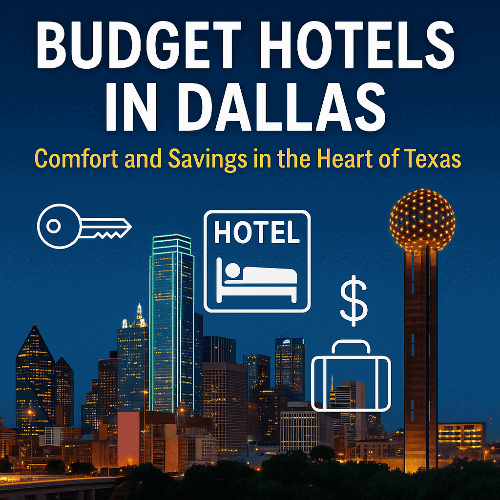 Affordable budget hotel exterior in downtown Dallas, Texas, with comfortable amenities and convenient location.