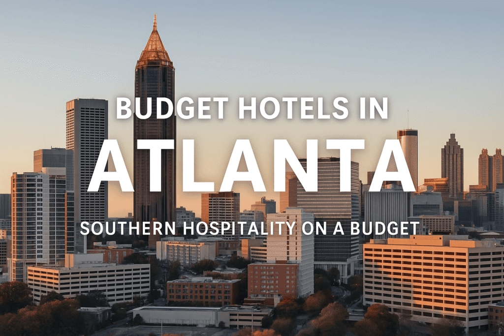 Affordable budget hotel exterior in Atlanta, Georgia, with easy access to major attractions and southern charm.