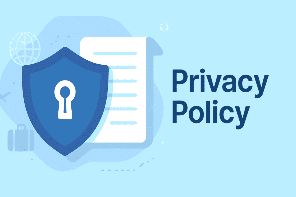 Privacy policy illustration showing secure data protection with a lock and document icon for Smart Stay Deals