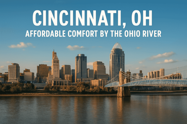 Affordable hotels in Cincinnati, Ohio with scenic views of the Ohio River and downtown skyline