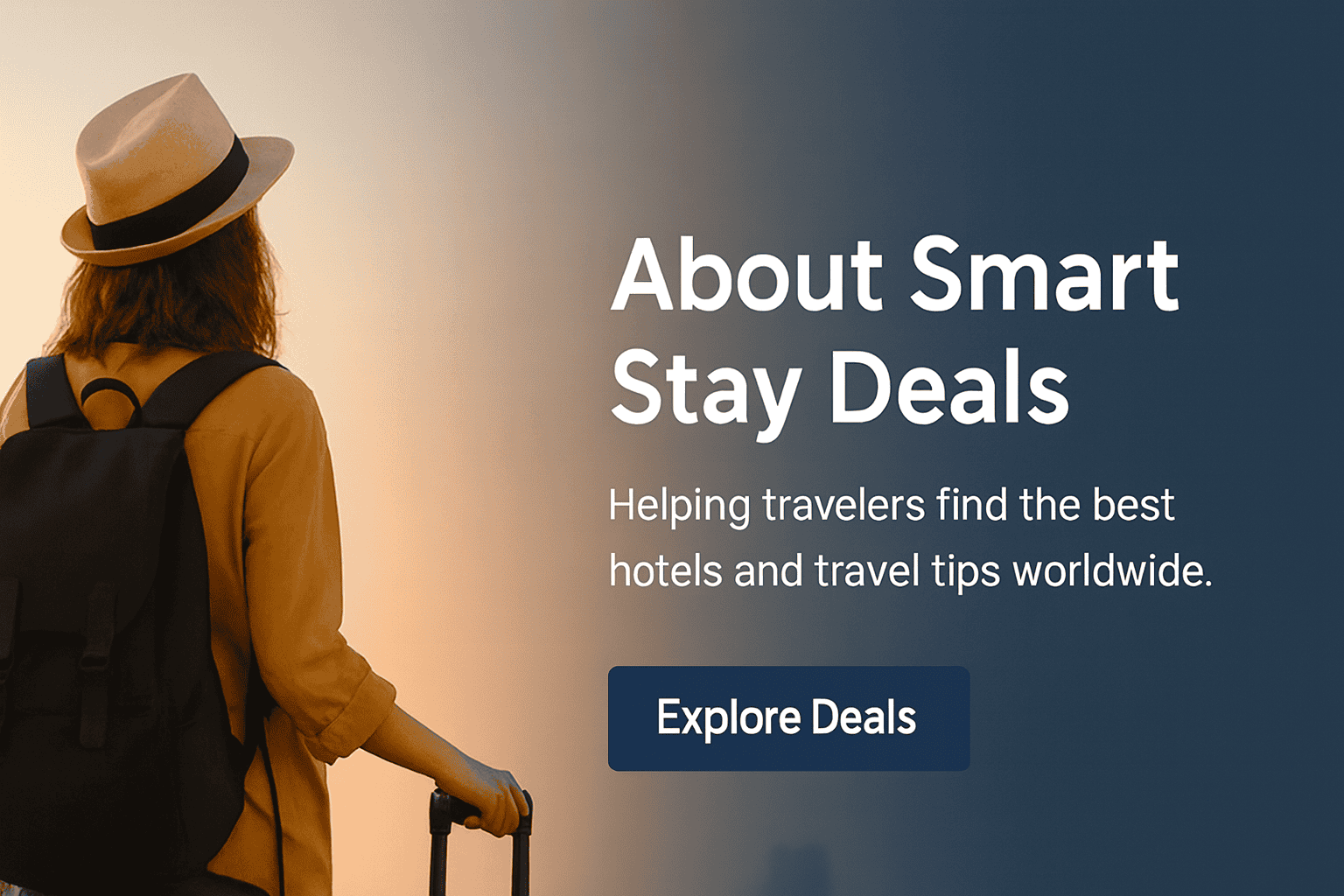 Traveler with backpack and suitcase looking at sunrise background beside Smart Stay Deals